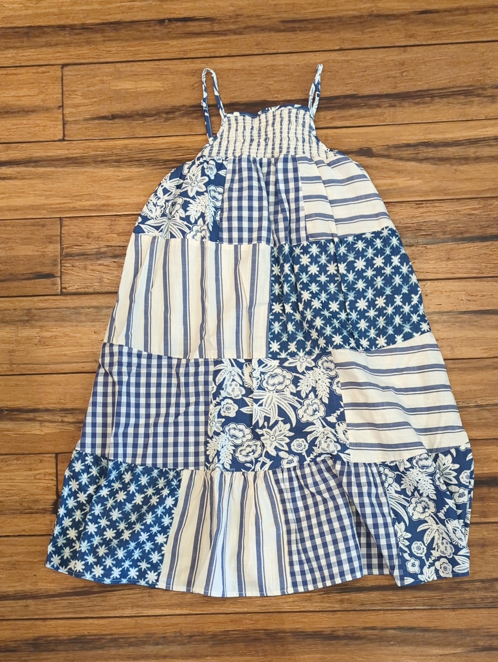 Cat & Jack Blue and White Patchwork Sundress - Spaghetti Strap